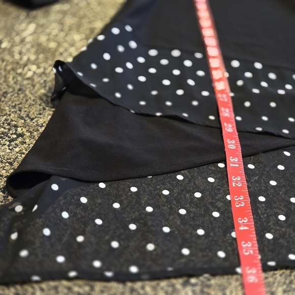 Allison Daley Black Top 2X Tunic Length 3/4 Cold Shoulder Sleeve White Polka Dot - Picture 14 of 14
